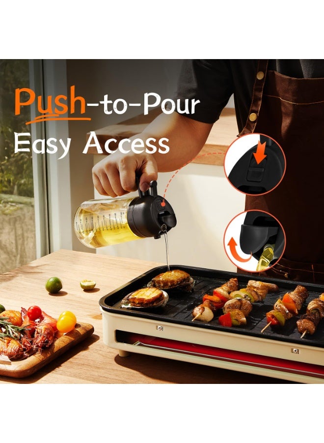 HOMESTAR Glass Oil Sprayer, Cooking 2 in 1 Olive Oil Dispenser Bottle for Kitchen, Premium Glass Oil Bottle, Food Grade Oil Mister for Air Fryer, Salad, Frying, BBQ, 470ml - Image 4